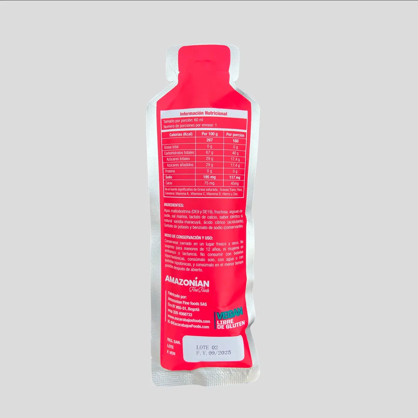 Gel a base de maltodextrina con fructosa sabor sandia CHO